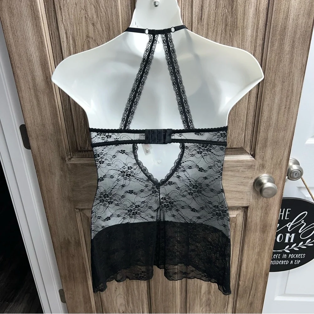 Gilligan & O'Malley Lace Chemise black size medium